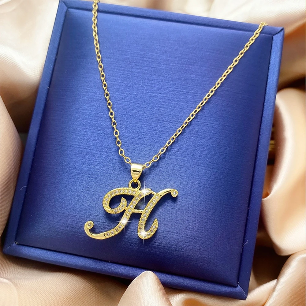

Europe Style Letter Pendant Chain for Women Girls 18k Yellow Gold Filled Fashion Jewelry Gift