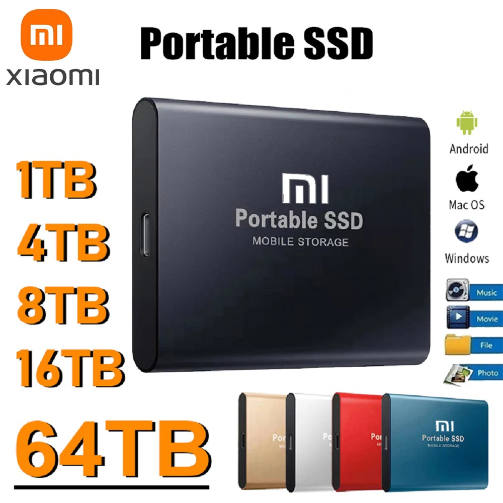 

Портативный SSD-накопитель Xiaomi на 1 ТБ, внешний жесткий диск USB 3,1/Type-C, твердотельный жесткий диск, высокоскоростное устройство для ноутбуков/настольных компьютеров/Mac