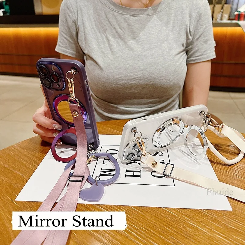 Mirror Stand Silk Strap Case For Xiaomi POCO F7 Ultra X7 X6 F6