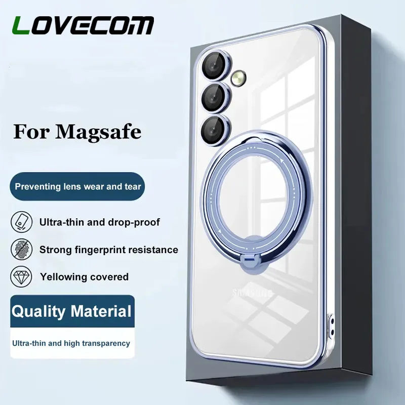 Pokovování Držák magnetického kroužku do auta Čirá pouzdra pro Samsung Galaxy S23 S22 Plus Ultra S20 FE A54 A34 A14 A23 A24 A52 A13_voghion.com