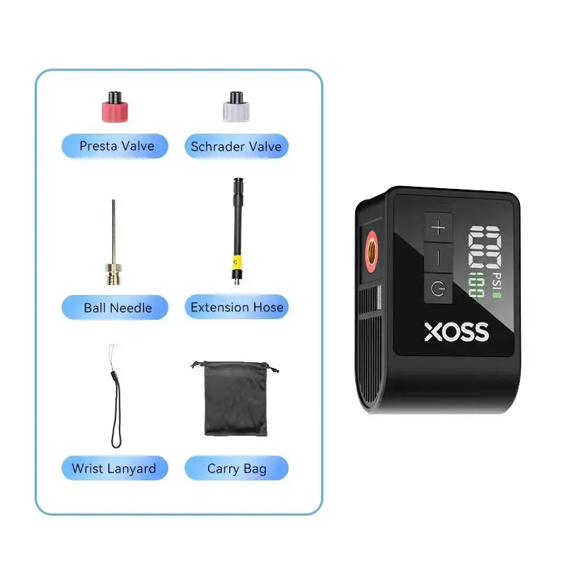 Electric Bike Pump XOSS AirCube Electric Bike Pump 120PSI Compressor Mini Portable Air Pump Rechargeable Tire Inflator for Ball Bicycle Accessories