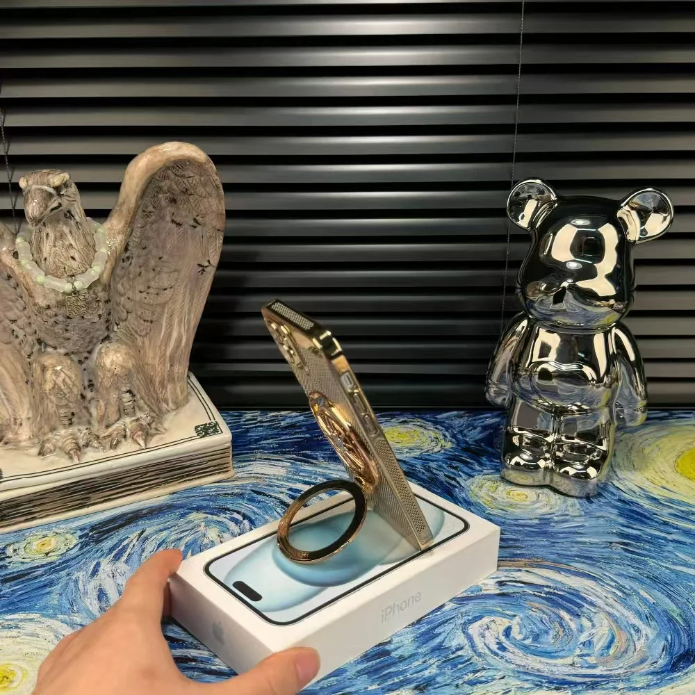 Luxury Electroplated Phone Case with Rotating Stand and Heat Dissipation