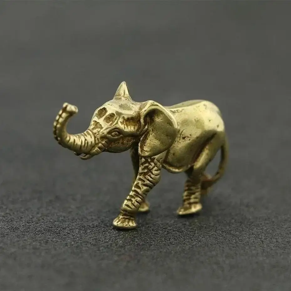 Brass Retro Pocket Elephant Auspicious, Middle-aged And Elderly Personalized Old Objects Tea Pets Decorative Desktop Ornaments
