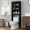 Over The Toilet Storage Cabinet, Bathroom Shelf Organizer with Anti-Tip Device Small Freestanding Space Saver, Black 1