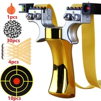 Four Color Double Spiral Fast Press Outdoor Shooting Slingshot Hunting Tool Target Paper Steel Ball Rubber Band Set Meal 1