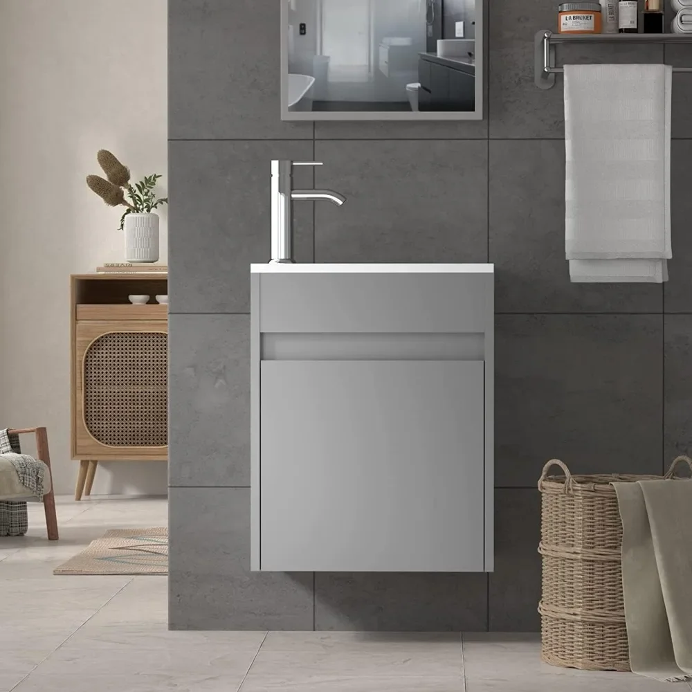 Small Bathroom Vanity Wall Mounted,Small Bathroom Vanity with Ceramic Sink,Bathroom Vanity and Sink Combo 2