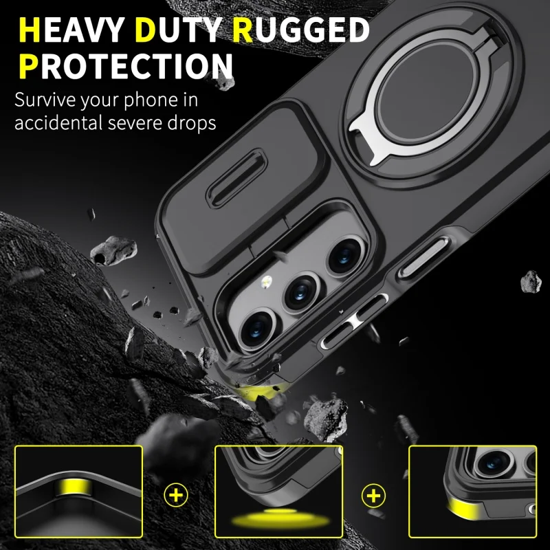 Shockproof Armor Wireless Charging Case with Magnetic Ring