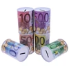 1PC Tinplate Cylinder Piggy Bank Euro Dollar Picture Box Household Saving Money Home Decoration Boxes Safe Cylinder Piggy Bank 3