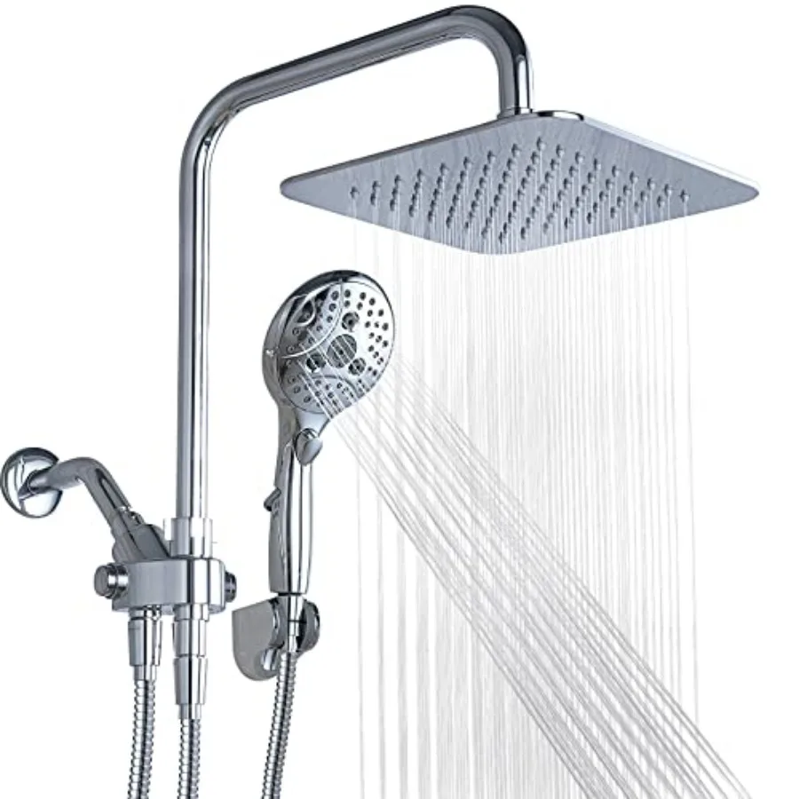 Rafall Shower Head Combo '' High Pressure Ra Shower Head with 6 Function Handheld Spray Dual Shower Head Combo with Adjustable