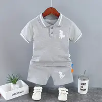 Été bébé garçon vêtements décontractés dessin animé dinosaure T-Shirt pantalon court 2 pièces/ensemble Sport enfants revers costumes enfants mode 0-5 ans 2