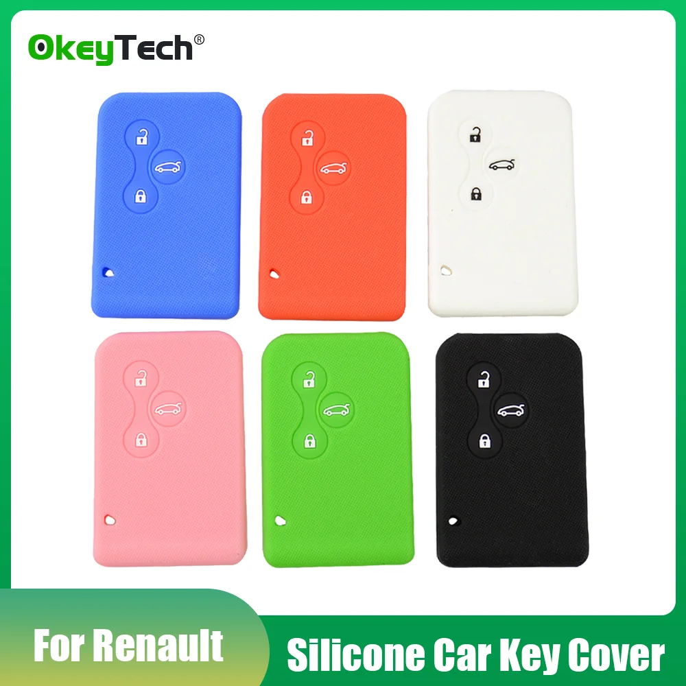 OkeyTech Silicone Rubber Car Key Card Case Cover For Renault Clio Megane Grand Scenic 3 Buttons