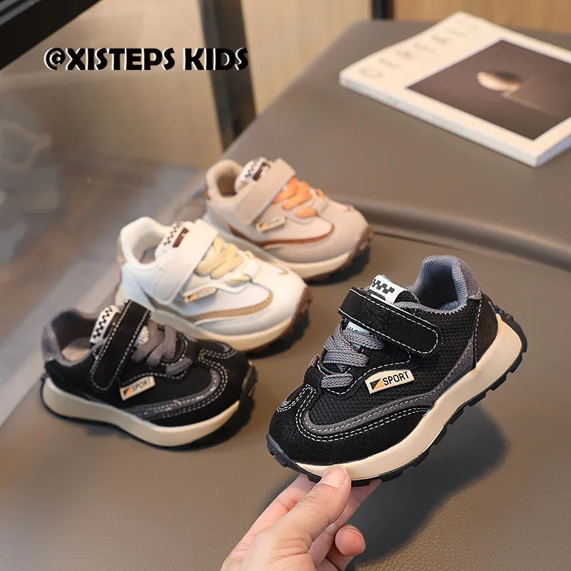 

1-7Y Baby Girls Boys Breathable Casual Sneakers Black Beige Soft Sole Kids Running Shoes Infantil Sapatos Infant Boy Shoes