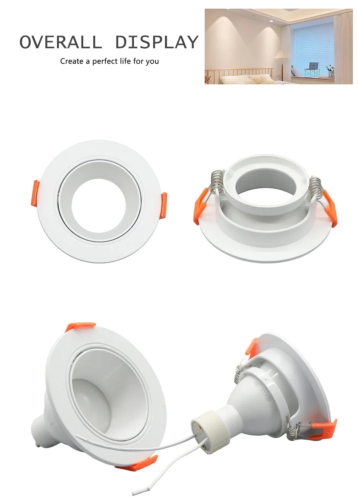Description Picture 5 of item2pcs Hight Lumen Downlight 5W 7W 9W Angle adjustable Ceiling lamp Spotlights rotating  120V AC220 Vindoor lighting white color
