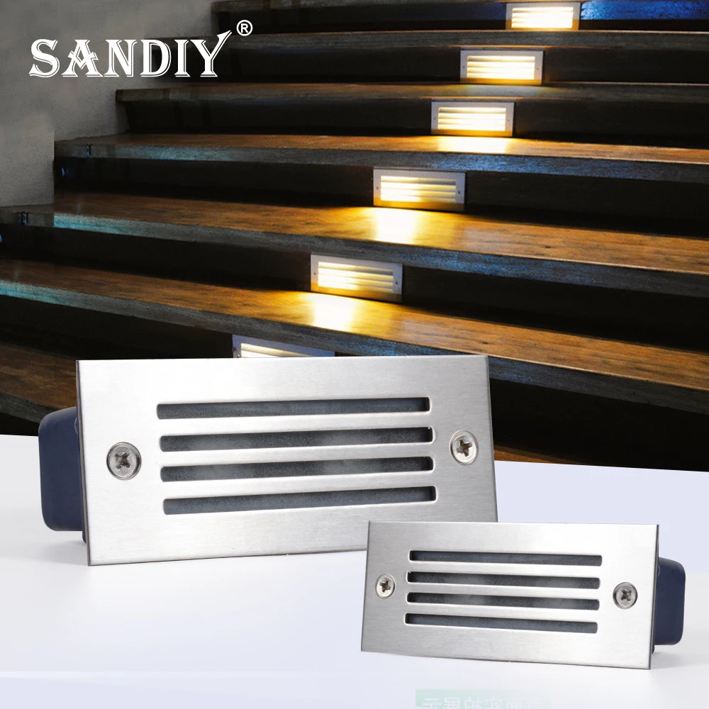 SANDIY Outdoor Lighting IP65 Stair Lamp Embedded Street Index Lights for Yard Parking Garden Decor Buried Luminarie SS Steel