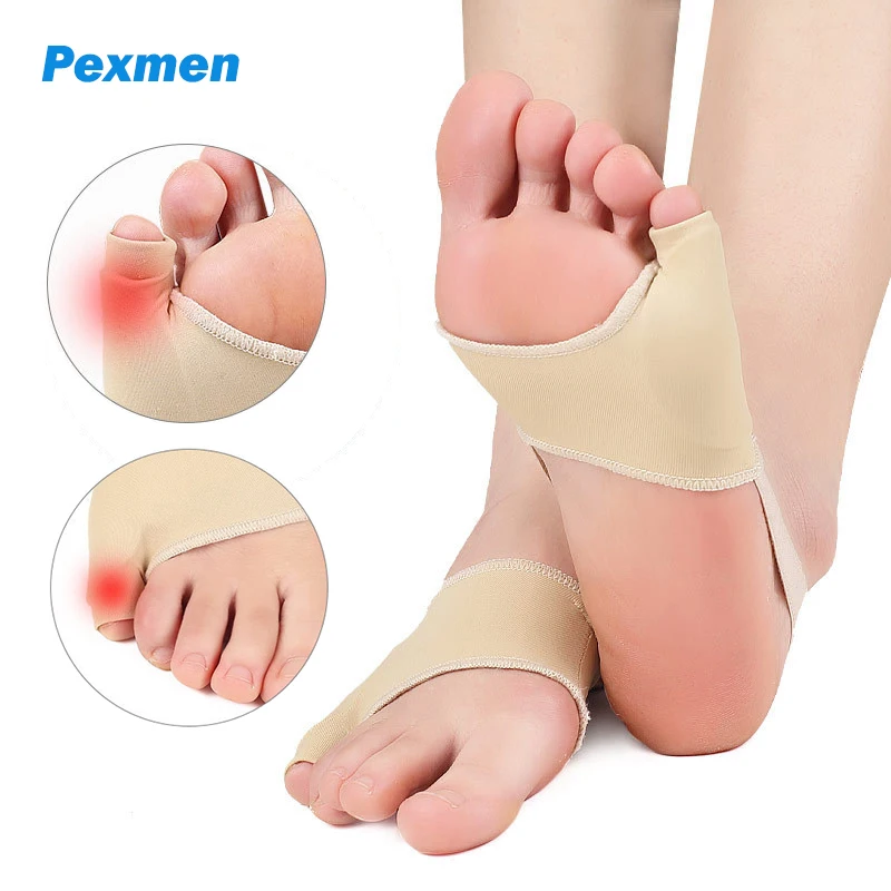Pexmen 2Pcs/Pair Tailors Bunion Corrector Bunionette Sleeves Non-Slip Strap Toe Protectors for Hallux Valgus Overlapping Toe 2pcs pair foot arch support pad hind foot shoe pads flat foot correction transparent non slip silicone insole feet health tools