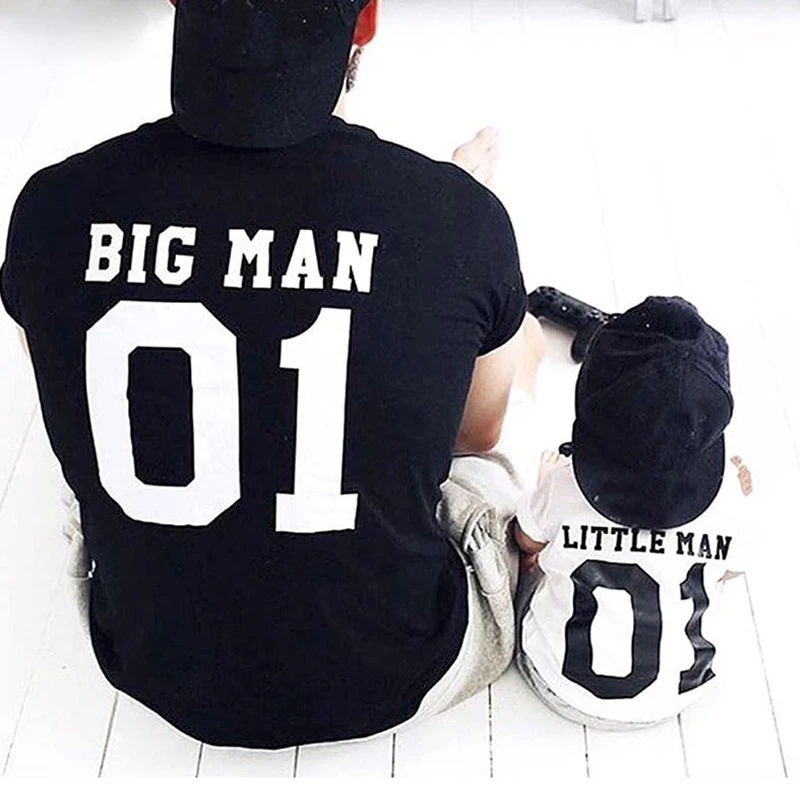Summer Father And Son Big Man Little Man Cotton Short Sleeve Dad And Me Family Set King And Prince T-shirts For kids And Adults 2