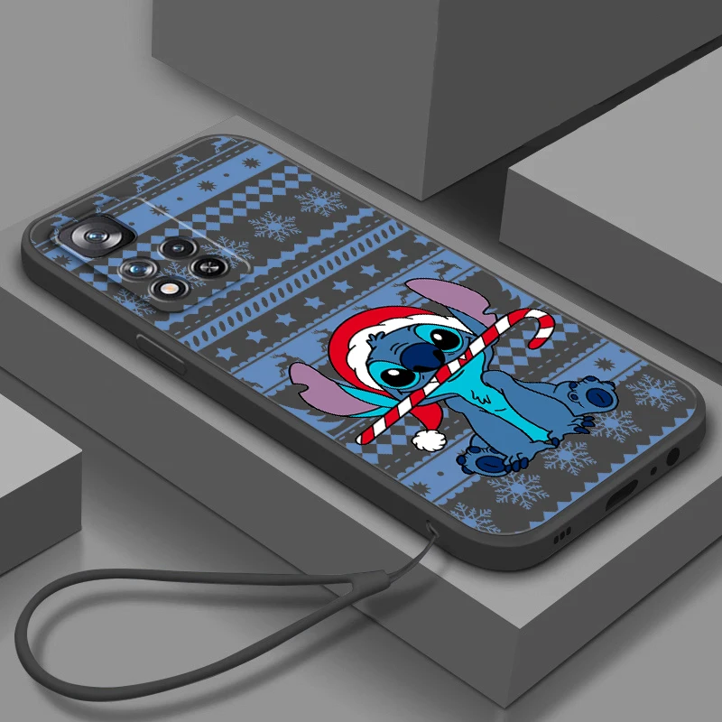 

Cartoon Lilo Stitch Christmas Case For Xiaomi Redmi Note 11 11T 10 10S 9 9S 9T 8 8T 7 5 Pro 4G 5G Liquid Rope Phone Cover Core