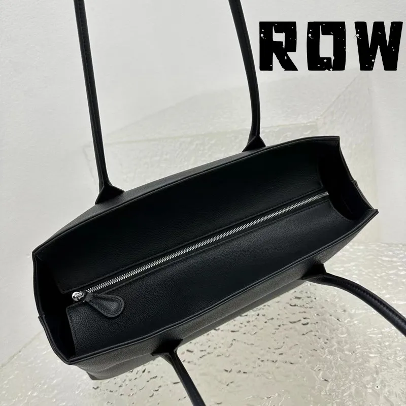 ROW 2023 Women's Classic Black Tote Underarm Bag Commuter Leisure Simple Large Capacity Cowhide Inner Lining