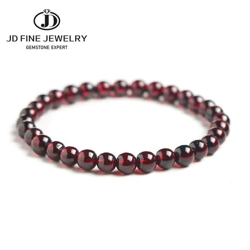 Bracelet de perles de grenat, brin rond de pierre semi-précieuse – Image 5