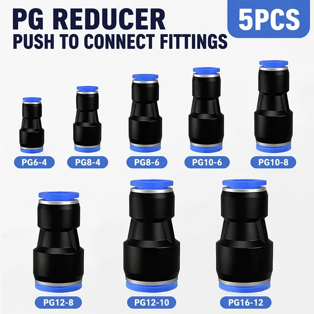 5PCS Pneumatic Fittings Plastic Connector PG 4mm 6mm 8mm 10mm 12mm For Air water Hose Tube Push in Straight Gas Quick Connectio 1