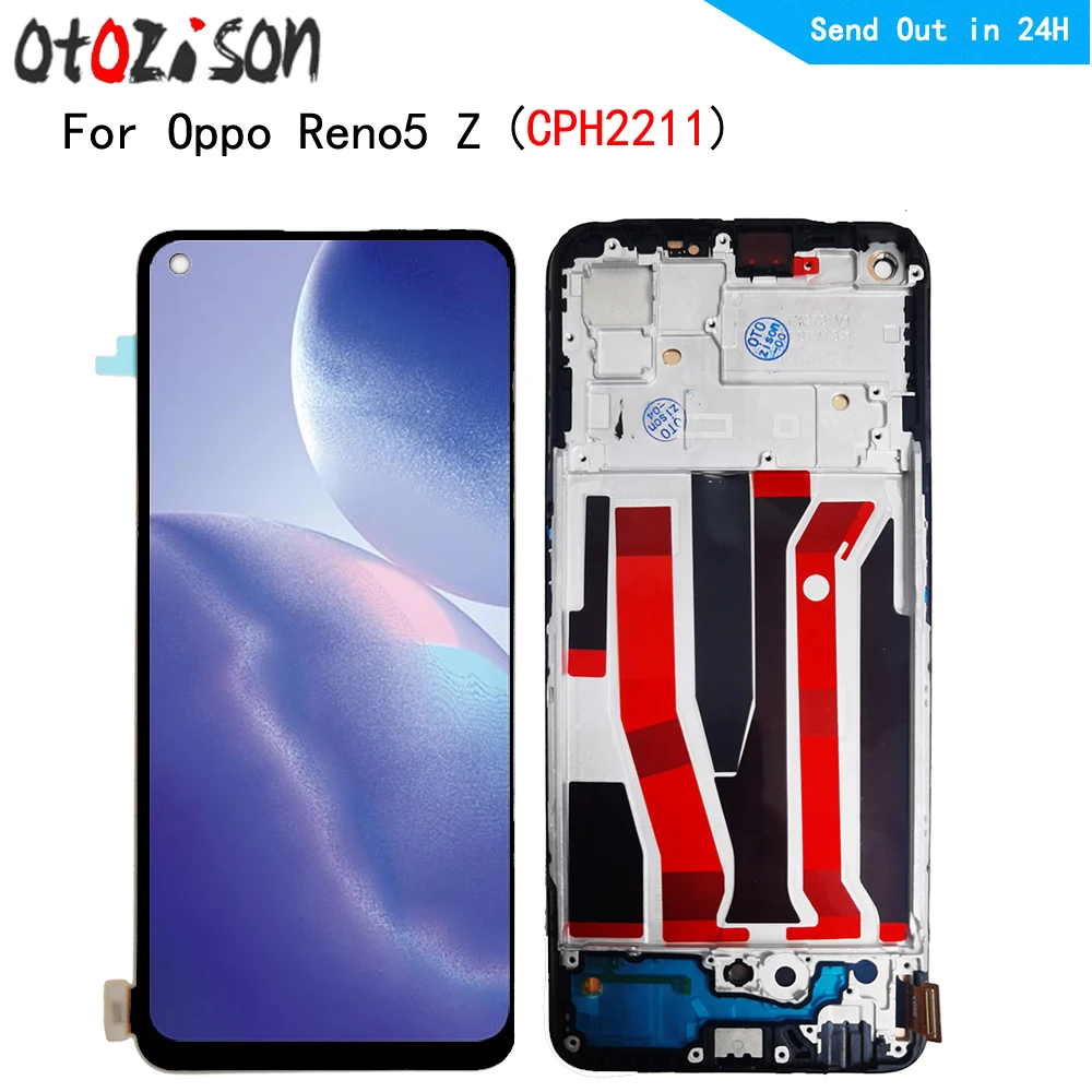 Schermo Amoled Da 6.43 "Per Oppo Reno5 Z Cph2211 Display Lcd Touch Panel Digitizer Con Gruppo Cornice Per Oppo Reno5Z