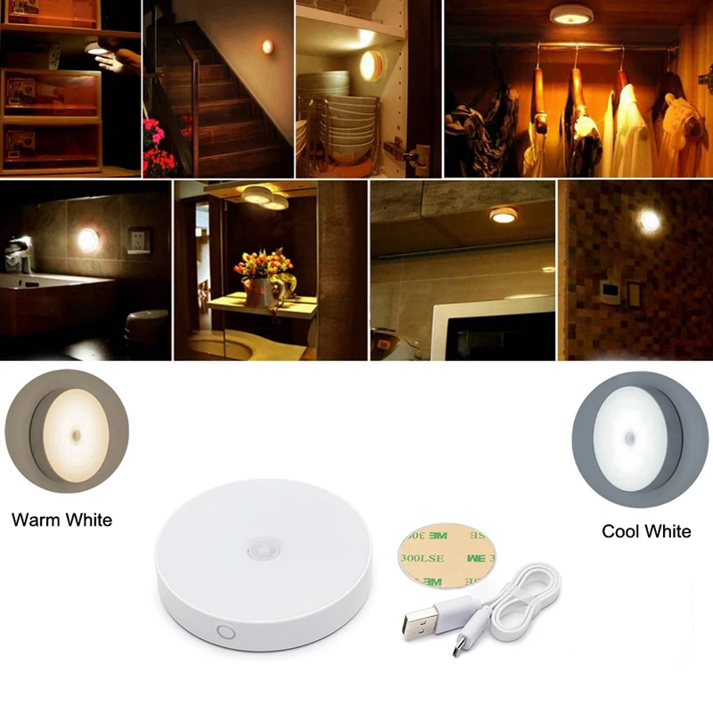 

Wireless 6 LED Night Light With Motion Sensor USB Rechargeable Motion Sensor Light For Wardrobe Closet Under Cabinet Light