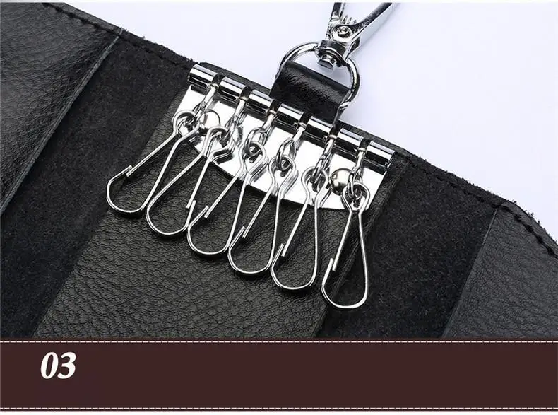 Genuine Leather Keychain Men Women Key Holder Organizer Pouch Cow Split Car Key Wallet Housekeeper Key Case Mini Card Bag A-001