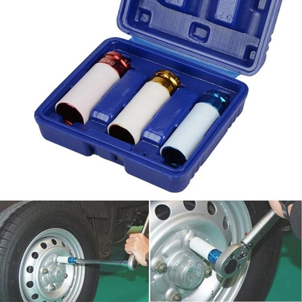 3/5 Stück für Auto 15 mm 17 mm 19 mm 21 mm 22 mm Legierung dünnwandige Radmutter Deep Impact Sleeve Drive Set Geschenkbox zum Reparatursatz Schraubenschlüssel – Detail 12
