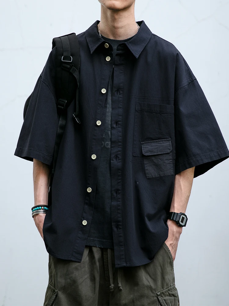 Japanese Streetwear Summer High Quality Short Sleeve Shirt Men Clothing Korean Fashion Thin Tops Plus Size Harajuku Casual Shirt
