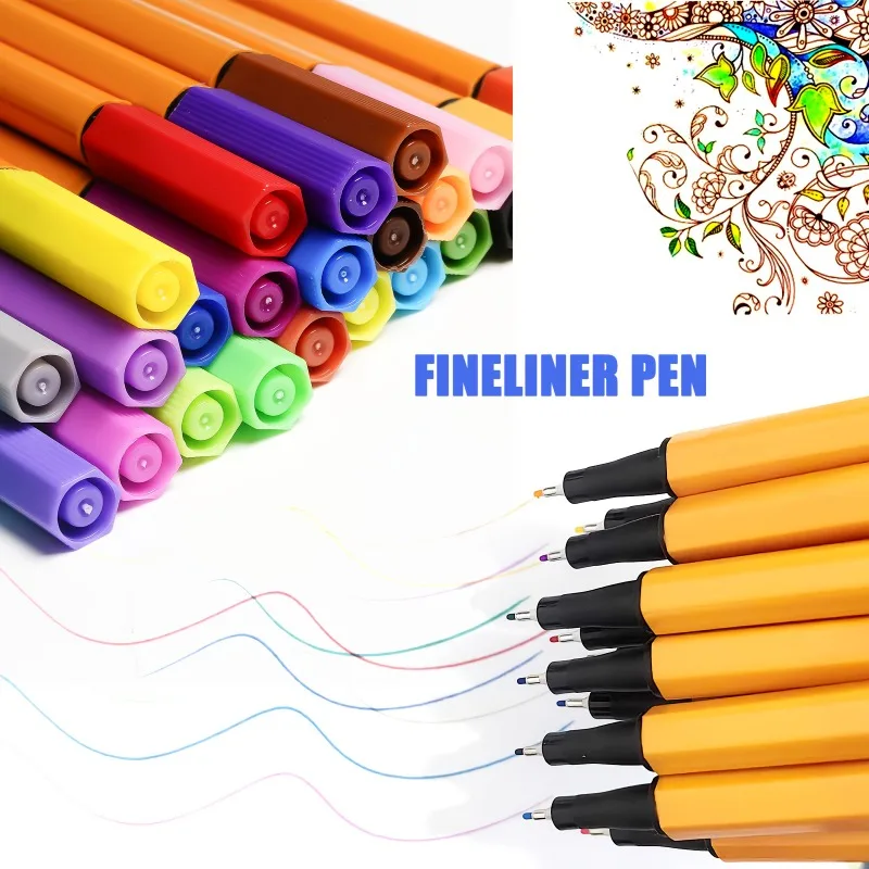 12/24pcs Fine Liner Pen Set Waterproof Color Markers Drawing Office Notes School Stationery Gift Classroom Marking