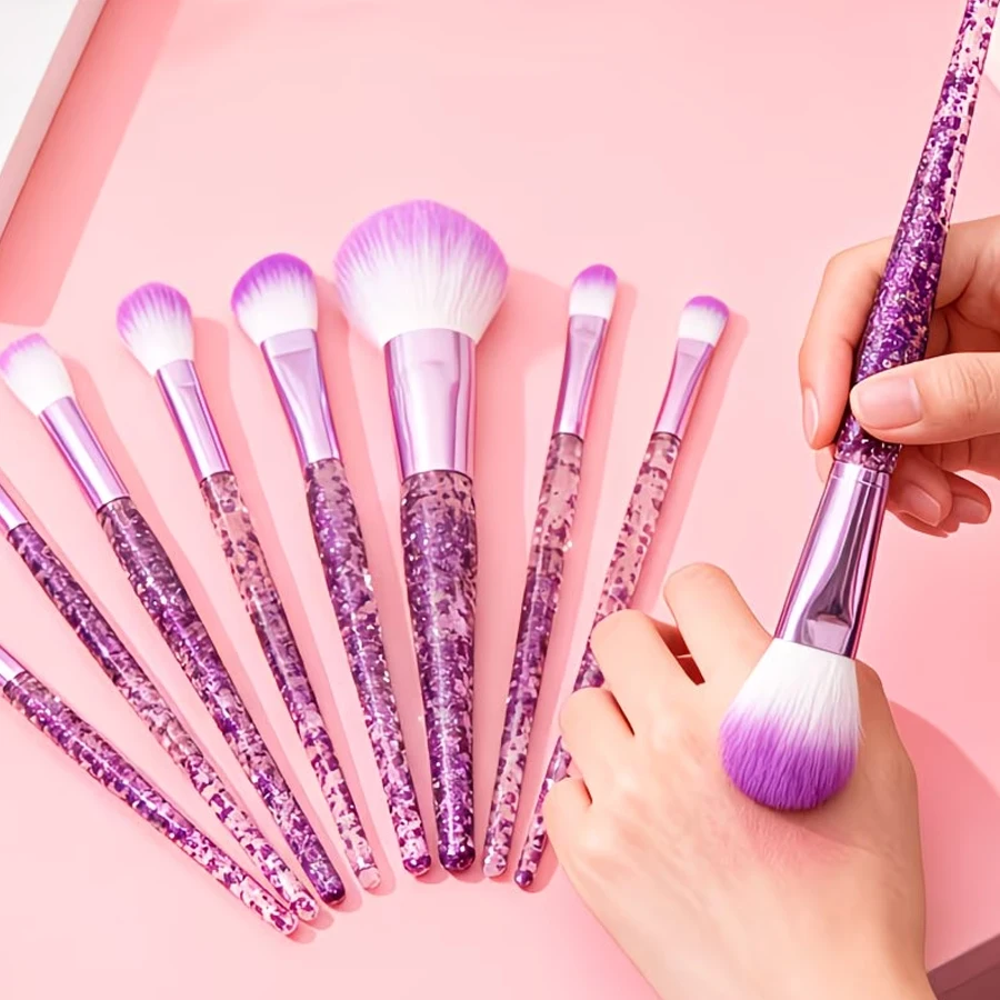 Makeup Brush Set of 10 Pieces, Glitter Beauty Tools, Soft-Bristled Eyeshadow Cosmetics, Makeup Setting Tools, Blush Brushes, Etc - 2
