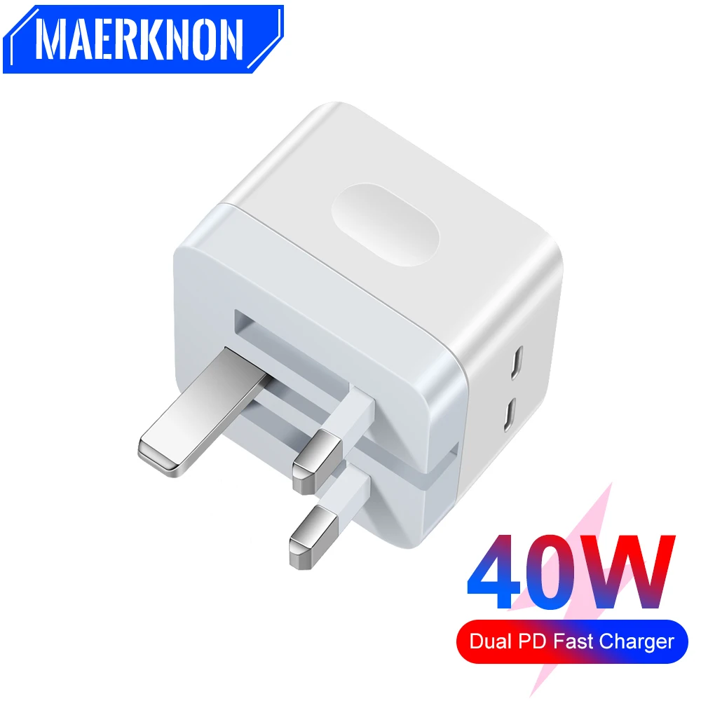 

40W PD Charger USB C Charger Fast Charging Type C Quick Charge Dual PD Phone Adapter For iPhone 15 14 13 Pro Max Xiaomi Samsung