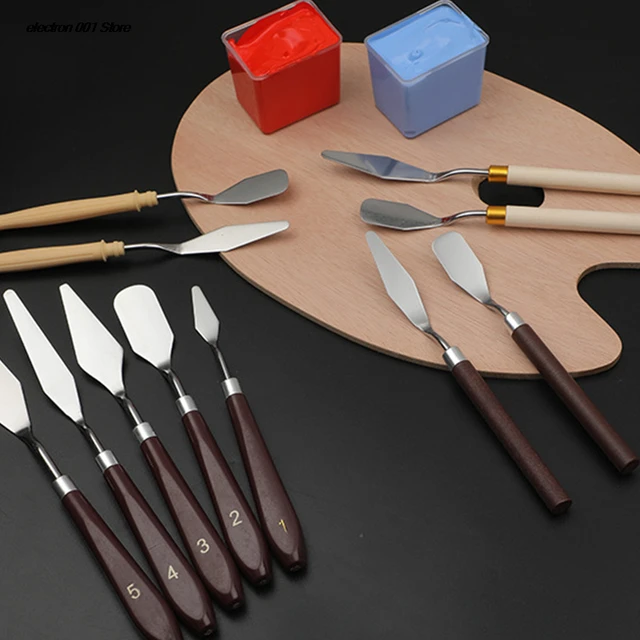 5Pcs/Set Stainless Steel Oil Painting Knives Artist Crafts Spatula Palette  Knife Oil Painting Mixing Knife Scraper Art Tools