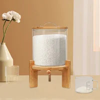 Flour and Cereal Container, 1.32gal, Rice Dispenser, Glass Food Storge Container for Kitchen Organization and Pantry Store Vial 2