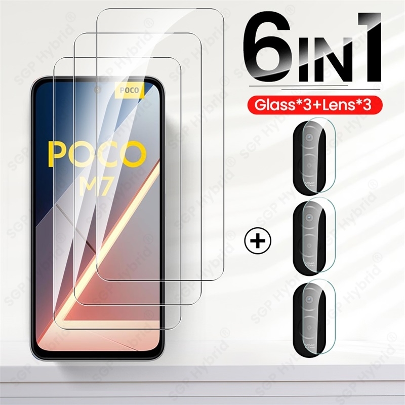 For Poco M7 4G Global Version 6 In 1 Camera Protective Glass Pocophone Poko Little PocoM7 M 7 Screen Protector Film Guard Cover