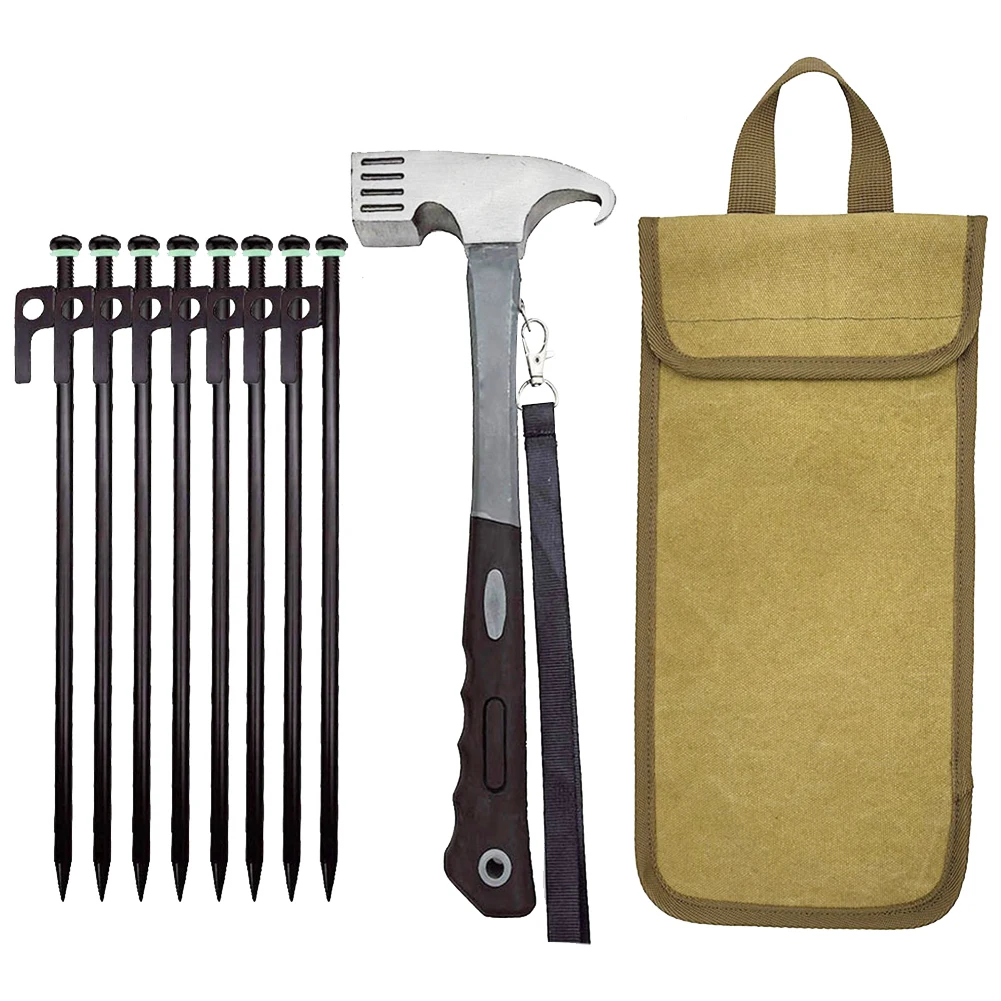 8/4PCS Camping Zelt Stakes und Hammer Set Heavy Duty Geschmiedet Stahl Zelt Heringe Hering Boden Nägel 30cm Outdoor Camping Liefert – Detail 13