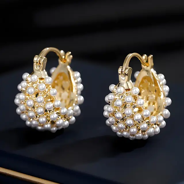 Premium Luxury Dangle Earrings with Imitation Pearls Plated Posts Timeless Elegance Fashionable Ear Accent Jewelry - Image 4
