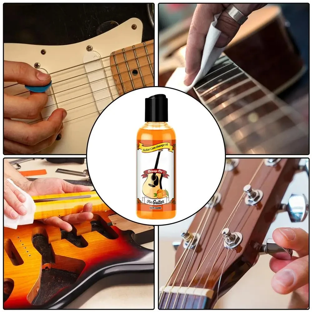 120ML Fretboard Oil - Quick-Drying Guitar String Winder Portable Guitar Care Orange Oil With Cleaning Cloth Guitar