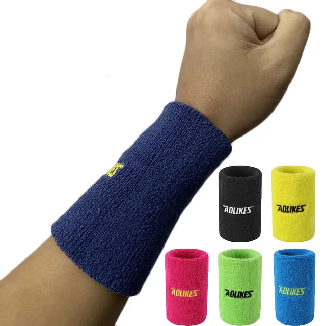 1Pair 4.3×3.1 Inch Cotton Tennis Wristband Sport Running Gym Yoga Wrist Sweat Band Fitness Volleyball Basketball Wrist Cuff Wrap