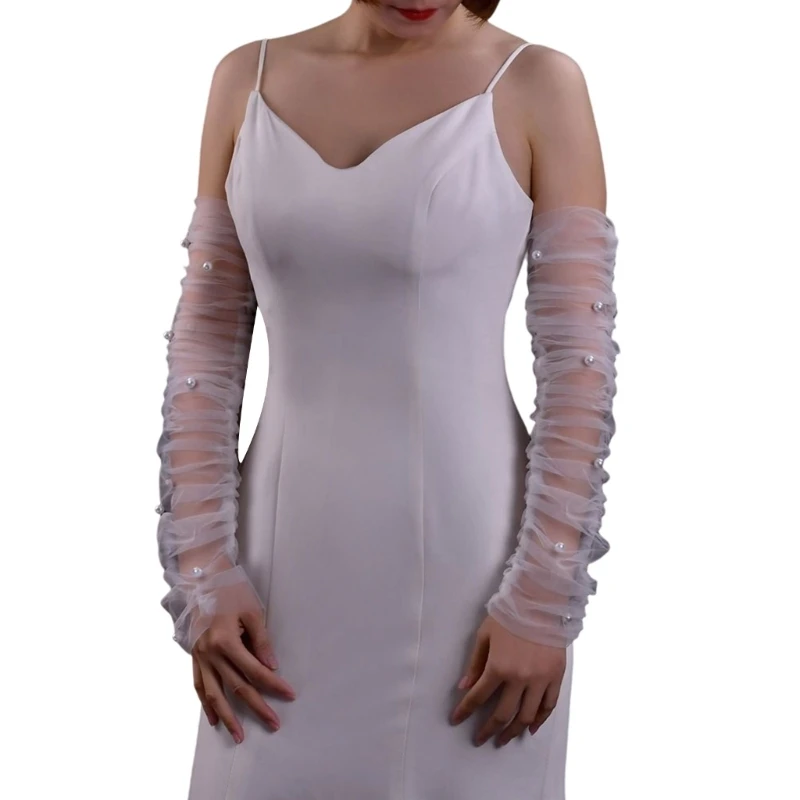 

Elastic Bridal Dress Sleeves Removable Formal Dress Puff Cuffs Wedding Supplies 066F