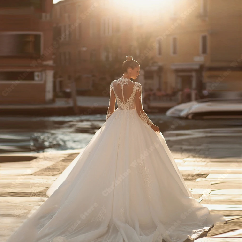 Sexy V-Neck A-Line Women Wedding Dresses Made Modern Bride Gowns Mopping Length A-Line Bohemian Princess Vestido De Novia
