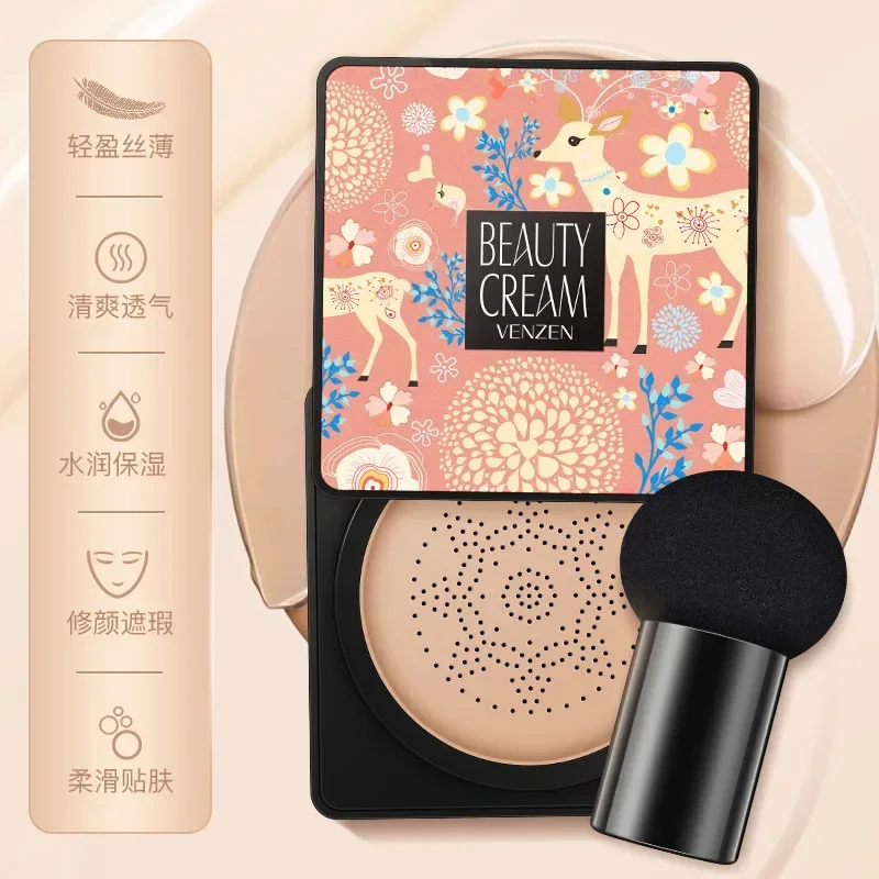 BB Air Cushion Base Foundation with Mushroom Head CC Cream Moisturizing Hydrating Concealer Makeup Brighten Skin Tone Cosmetics 3
