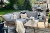 Rattan Patio Furniture Set, Outdoor Wicker Conversation Sectional L-Shaped Sofa with Thickness Cushions and Side Table 1