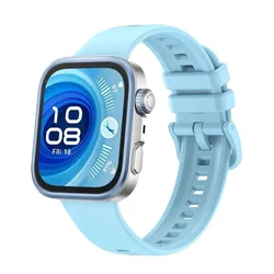 Colorful Silicone Strap with Buckle - Replacement Bracelet Band for Smartwatch Accessories (Light Blue)