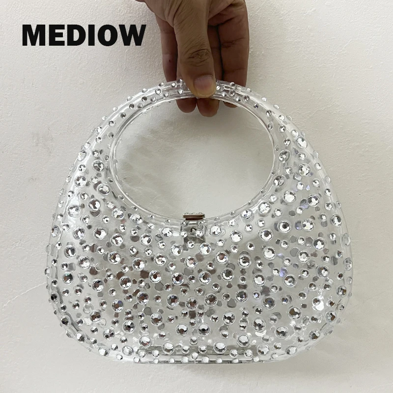 mediow-女性用イブニングバッグラグジュアリーデザイナープラスチッククリスタルをちりばめた模造ダイヤモンド新しい2023