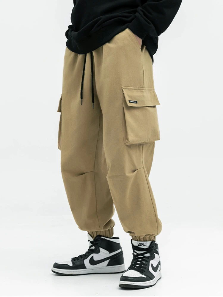 SYUHGFA 2022 Spring Large Pocket Men Cargo Pants Loose Jogger Pants Japanese Style Casual Male Trousers Hip Hop Streetwear cargo work pants