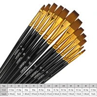 12pcs Flat Paint Brushes Set, Synthetic Nylon Bristles, Professional Artist Brushes for Oil, Acrylic, Watercolor Painting 2