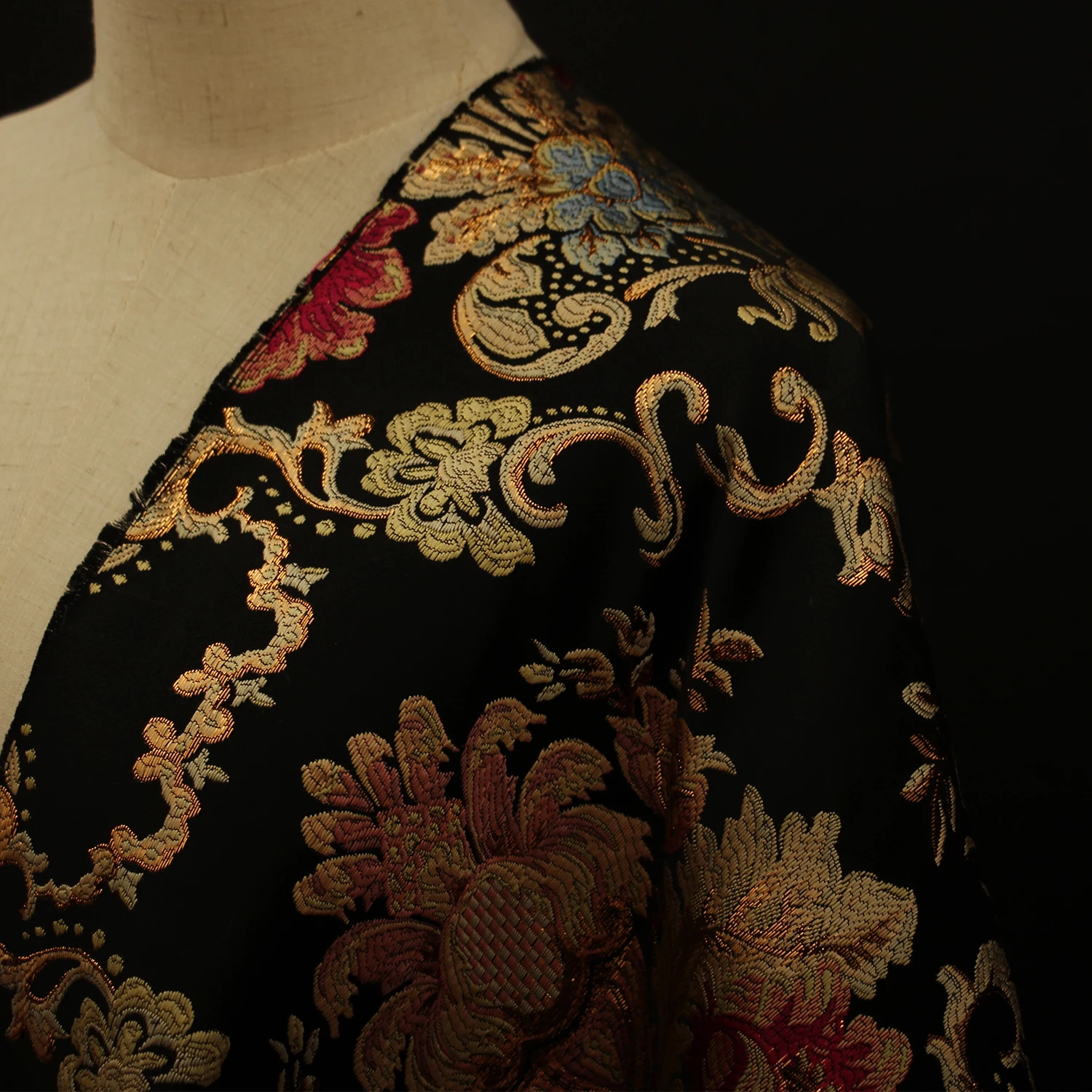Pashmina Black Silk Brocade JV-1413 Fabric main image 0