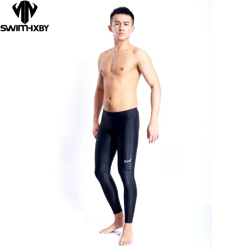 

HXBY Men Swimming Long Pants Sharkskin Sports Racing Competition Bodybuilding Shark Skin Swim Wear Boxer Suit