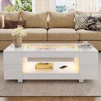 KOMHTOM table basse LED blanche avec contrôle par application Bluetooth-convient pour les fêtes bureau salon lumière d'ambiance moderne 1